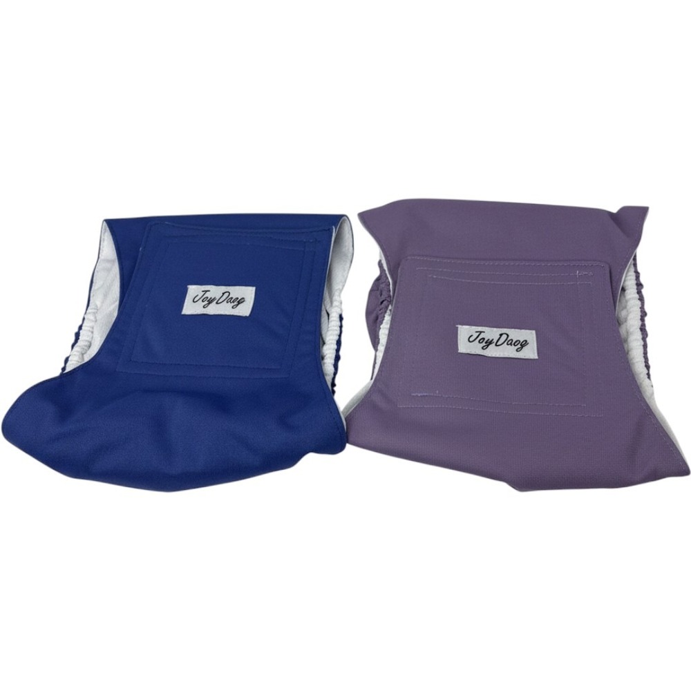 JoyDaog 2 Pack Reusable Male Dog Belly Bands Blue Purple Size Medium Puppy Wraps